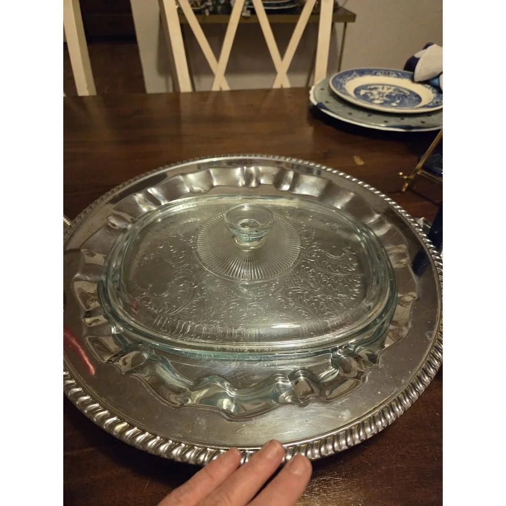 1970's Pyrex Lid DC1.5C Clear  Tone Glass 11Inches L 8 1/2 Inches Wide